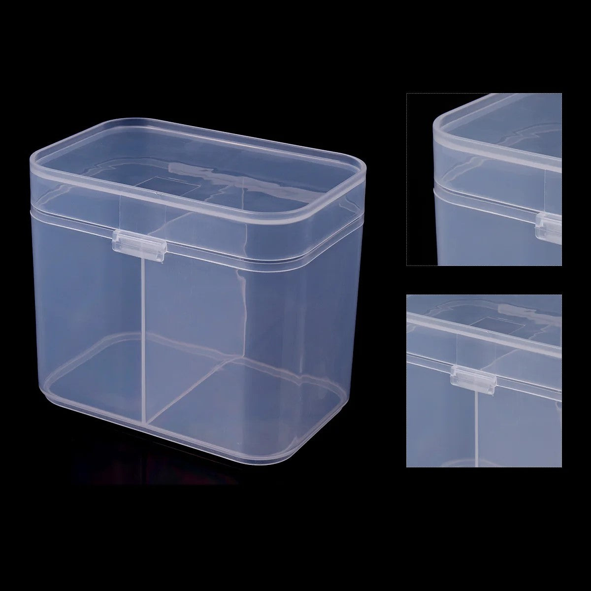 2 Compartments Transparent Nail Art Storage Box Nail Tools & Makeup Organizer Box.