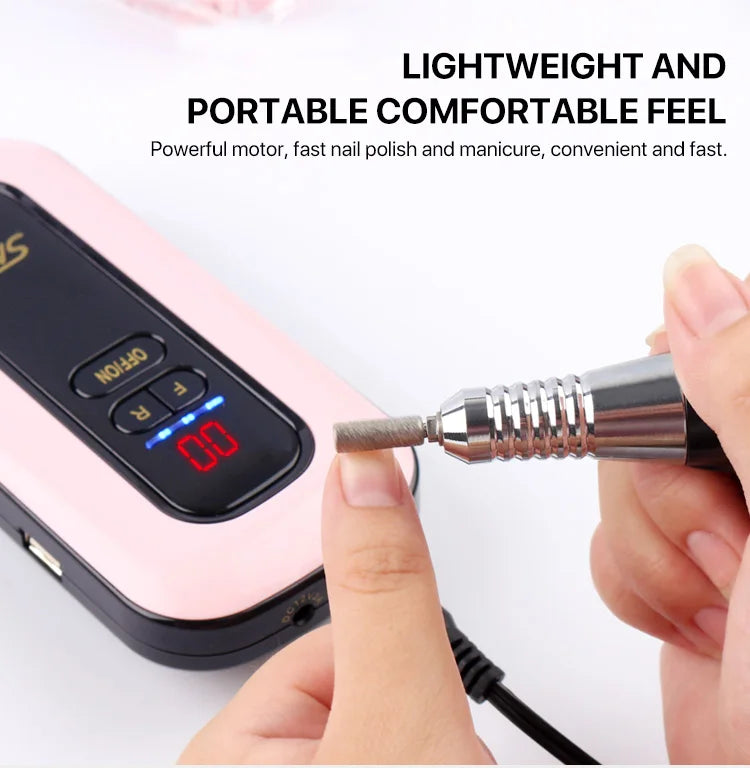 SML M9 Hot selling portable 35000 rpm cordless rechargeable e-file electric nail drill machine for Acrylic nail  art