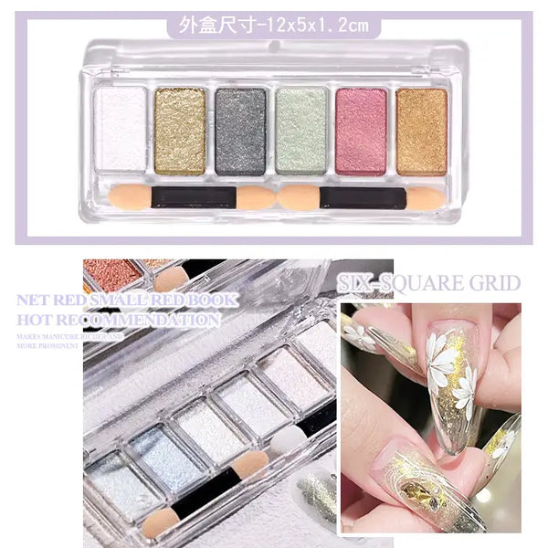 6 Colors Aurora Reflective Solid Pigment Bling Mud Soft creamy Nail Glitter High Quality