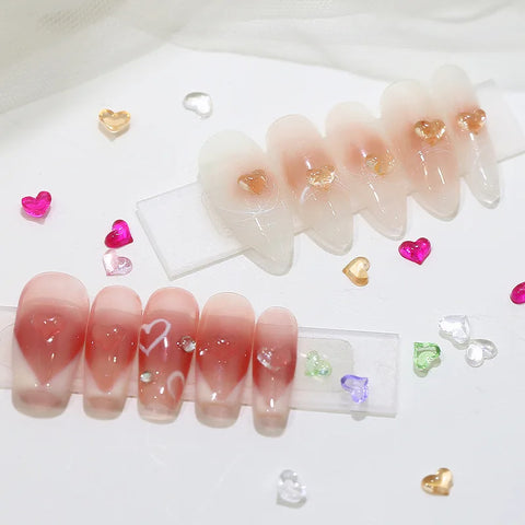 Ice Transparent Colorful 3D Mini Peach Heart Peach Nail Art Gems Manicure Gem Manicure Charms Accessories