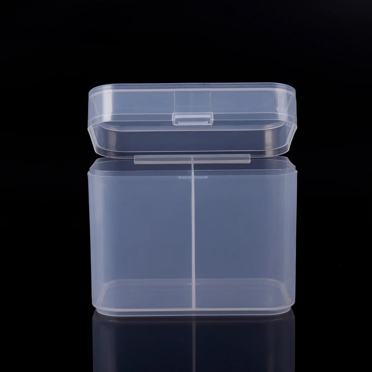 2 Compartments Transparent Nail Art Storage Box Nail Tools & Makeup Organizer Box.