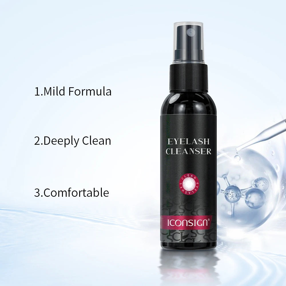 ICONSIGN 60ml Professional Eyelash Cleaner No Stimulate Lash Cleaner Eyelash Makeup Remover Tool