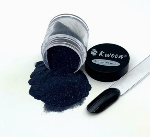 Kween Black Glitter Acrylic Powder 10 gram pot for nail extension and decoration