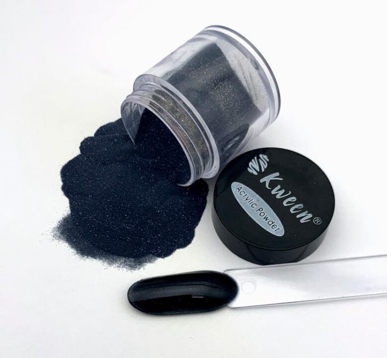 Kween Black Glitter Acrylic Powder 10 gram pot for nail extension and decoration