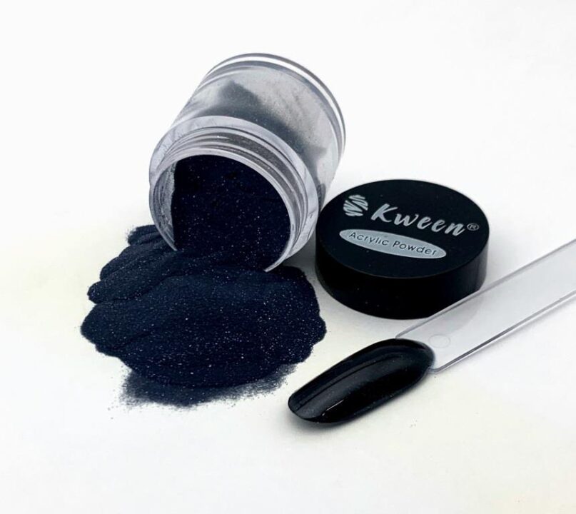 Kween Black Glitter Acrylic Powder 10 gram pot for nail extension and decoration