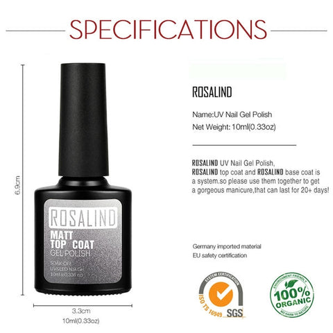 Rosalind Professional Matt Top Coat 10ml Nail Art Matte Top Coat Achieve a Smooth Matte Finish At Home.