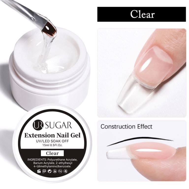 UR SUGAR 15ml Jelly Gel Nail Extension UV Gel jelly hard to build clear natural color French nude Nails UV soak off building gel