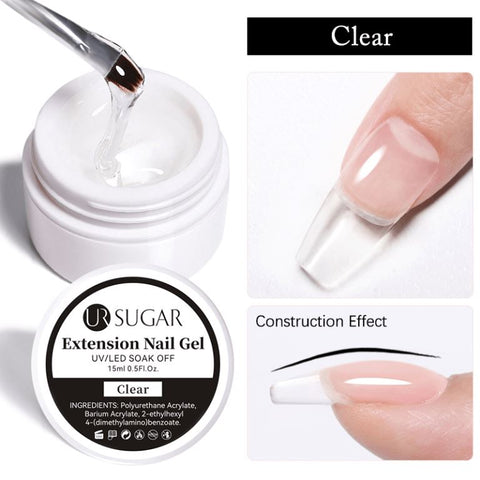 UR SUGAR 15ml Jelly Gel Nail Extension UV Gel jelly hard to build clear natural color French nude Nails UV soak off building gel