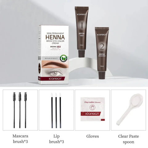 Iconsign Henna Lash Tint -Eyebrow Tint Dye Kit for Brow Hair and Skin
