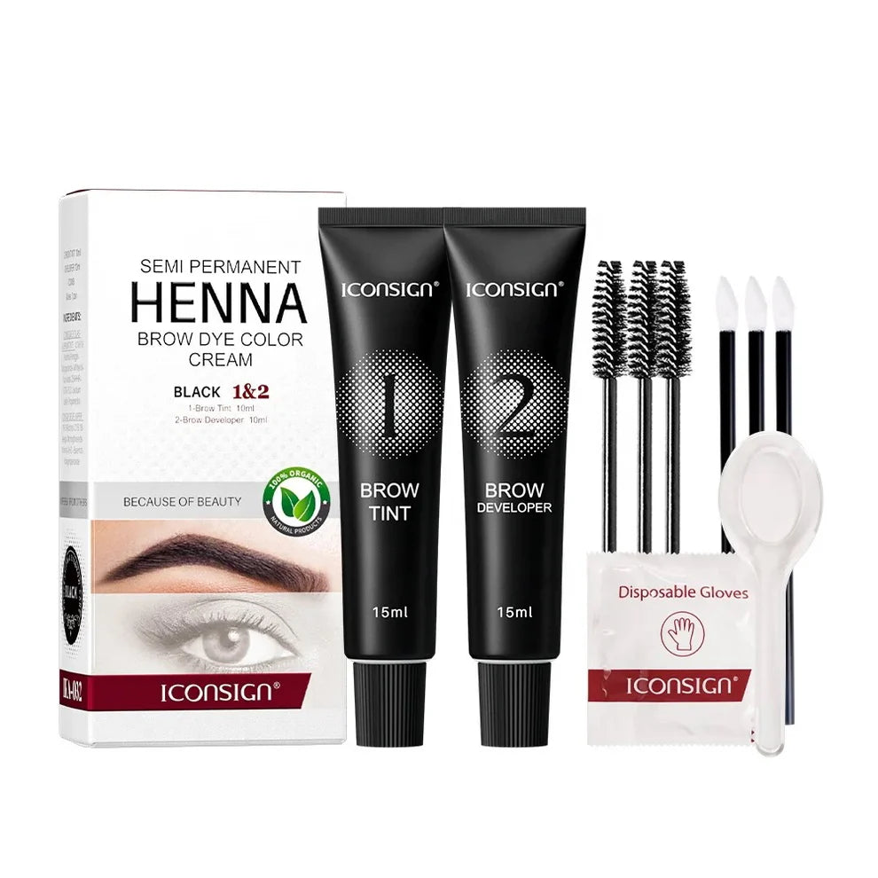 Iconsign Henna Lash Tint -Eyebrow Tint Dye Kit for Brow Hair and Skin