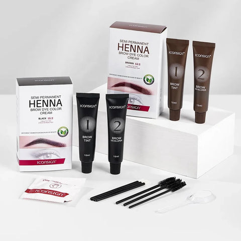 Iconsign Henna Lash Tint -Eyebrow Tint Dye Kit for Brow Hair and Skin