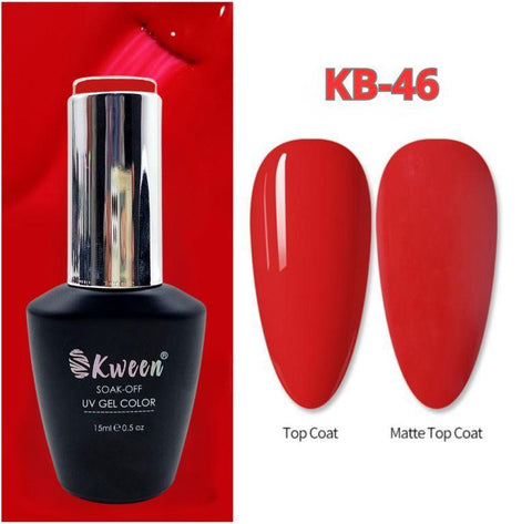 KWEEN Bright Red Gel Nail Polish Glossy Vibrant Red Gel Polish Soak Off Long Lasting UV Gel for Nail Manicure Salon DIY Nail Art