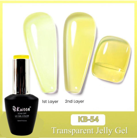 Kween Jelly Yellow Gel Nail Polish, Sheer Yellow Nail Polish UV/LED Soak Off Gel Polish for Spring Summer Manicure