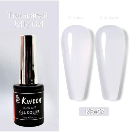 KWEEN Jelly Sheer White Gel Nail Art Polish Translucent Semi Permanent Soak Off UV LED Gel Varnish Nail UV Gel Polish For Nail art and Manicure