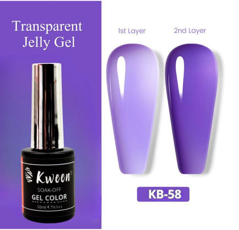 KWEEN Jelly Purple Gel Nail Polish Translucent Semi Permanent jelly Color for Nail art and Manicure