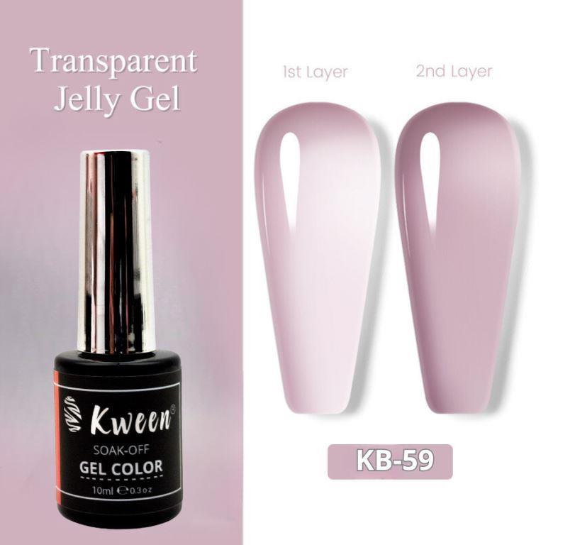 KWEEN Jelly Gel Nail Polish - Violet Pink Gel Polish Light Purple Neutral Gel Polish Translucent Gel Polish Soak Off U V Gel Polish for Nail Art