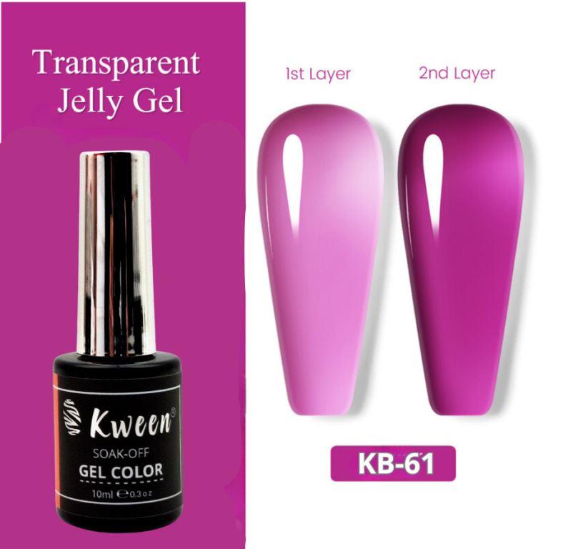 KWEEN Jelly UV Gel Nail Polish, Jelly Rose Purple Transparent Gel Nail Polish UV LED Soak Off Nail for Autumn and Winter