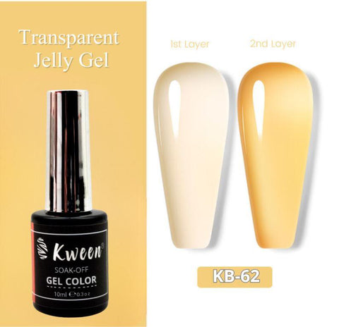 Kween Jelly Gel Nail Polish Sheer Jelly Mustard Yellow Gel Polish Crystal Transparent Gel Color For Nail Art and Manicure