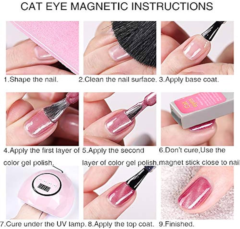 KWEEN Reflective 9D Cat Eye Gel Nail Polish, 10ML Galaxy Holographic Magnetic Gel Polish Set with Chameleon Effect Soak Off Gel Nail Art Manicure Kit