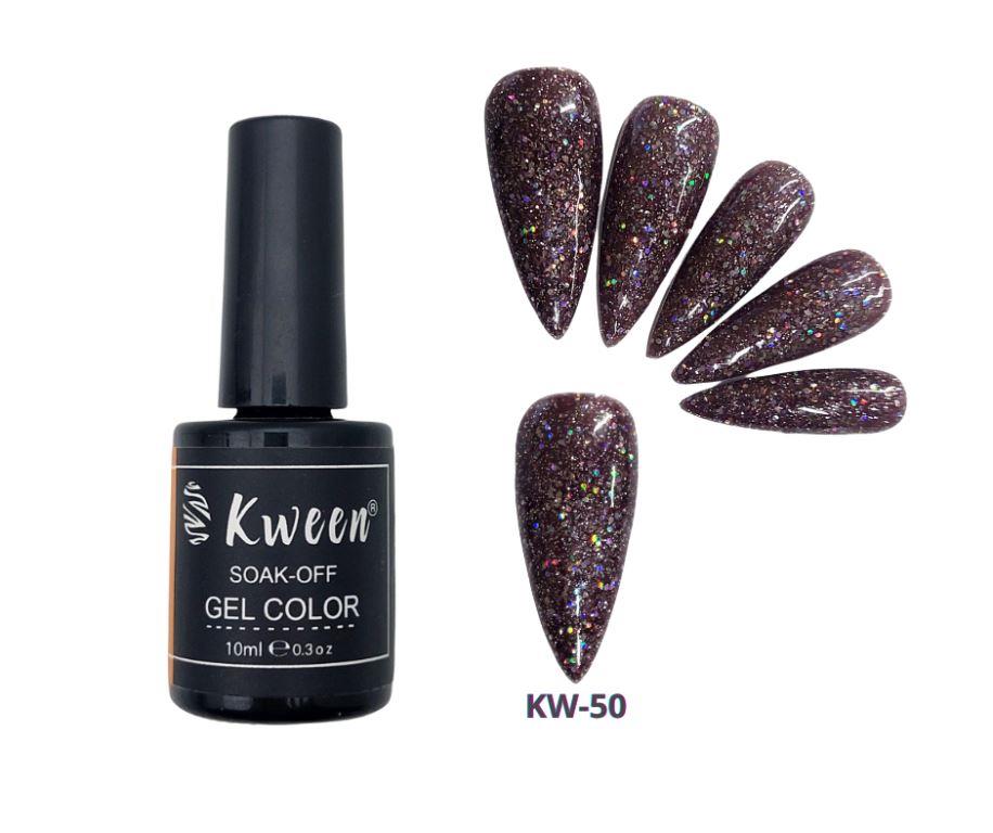 KWEEN Glitter dark Purple Gel Nail Polish LED UV Gel No Chip Soak Off Gel Polish Sparkle Color Manicure