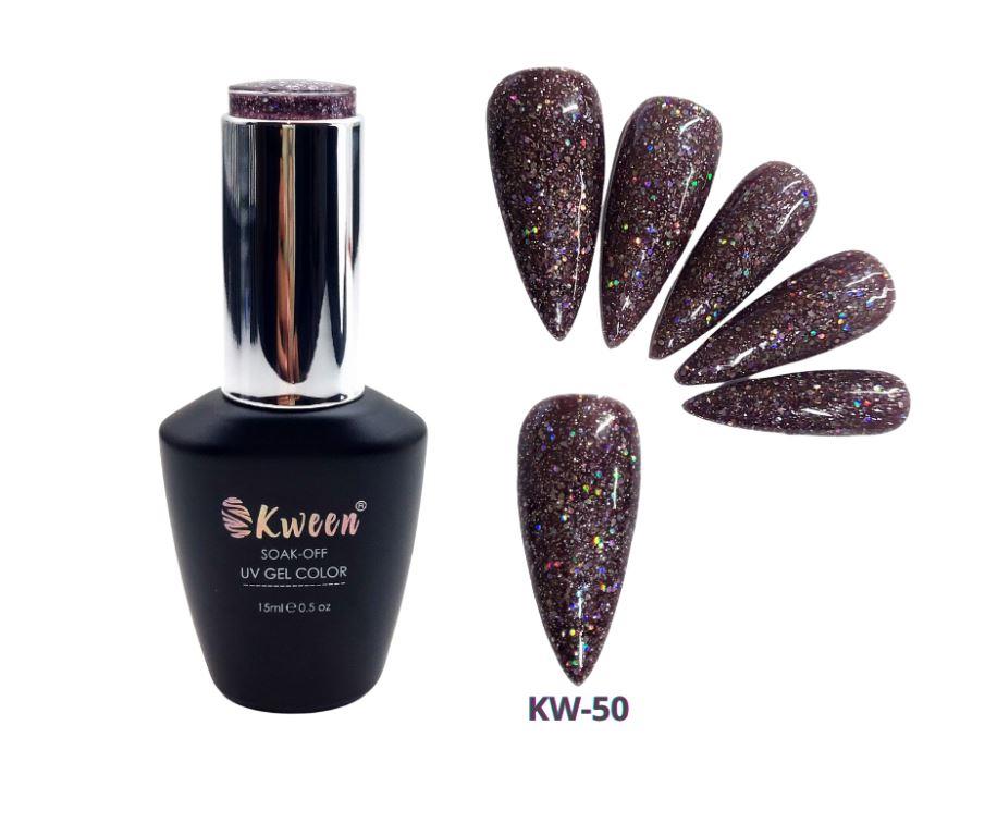 KWEEN Glitter dark Purple Gel Nail Polish LED UV Gel No Chip Soak Off Gel Polish Sparkle Color Manicure