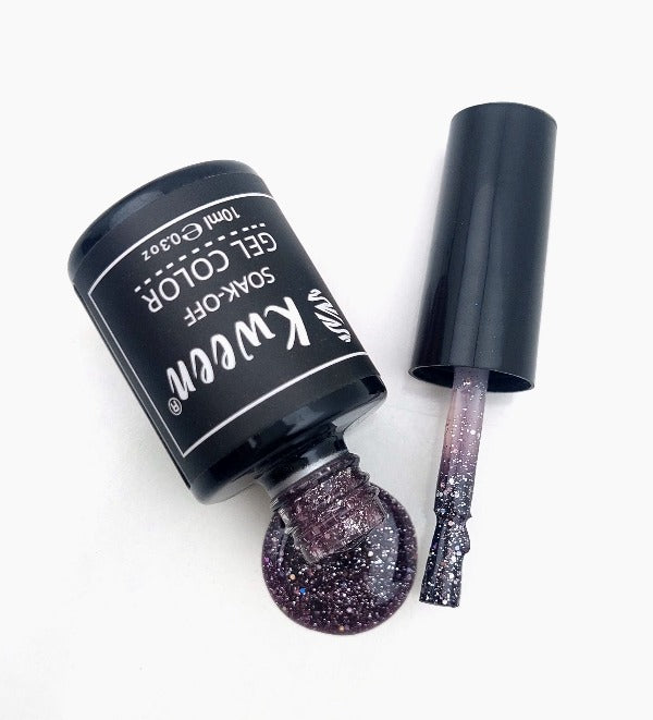 KWEEN Glitter dark Purple Gel Nail Polish LED UV Gel No Chip Soak Off Gel Polish Sparkle Color Manicure