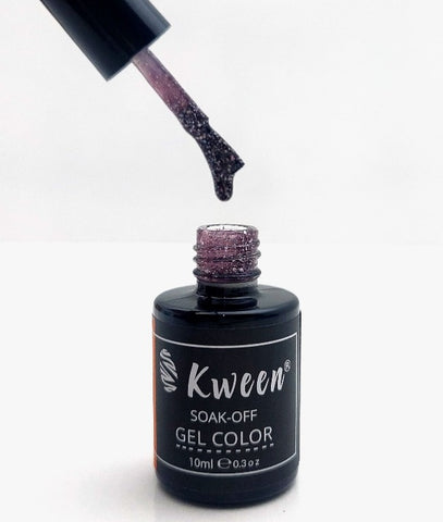 KWEEN Glitter dark Purple Gel Nail Polish LED UV Gel No Chip Soak Off Gel Polish Sparkle Color Manicure