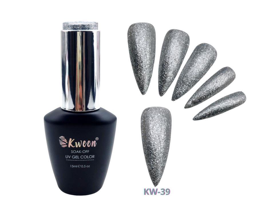 KWEEN Shiny Silver Glitter Gel Color UV/LED Gel Nail Polish Soak Off Gel Nil Color  For Manicure Nailart