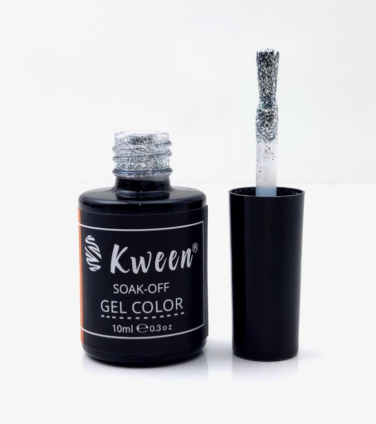 KWEEN Shiny Silver Glitter Gel Color UV/LED Gel Nail Polish Soak Off Gel Nil Color  For Manicure Nailart