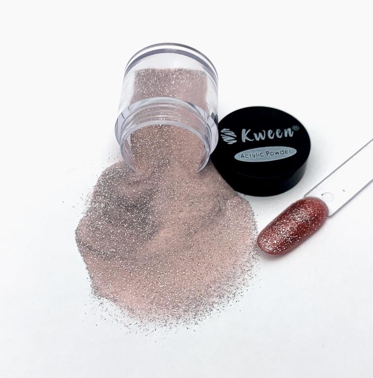 KWEEN Acrylic Powder Professional Nail System Dust Pink with Silver Mix Glitter Acrylics Powder Nail Extension