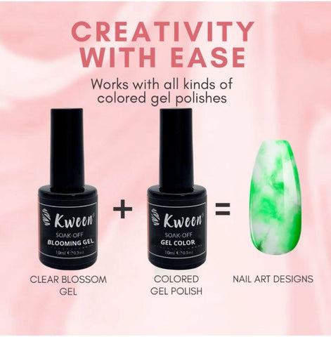 KWEEN Clear Blooming Gel Nail Polish Nail Painting Blooming Gel Polish Flower Marble Effect Nail Art Soak Off UV Gel Manicure