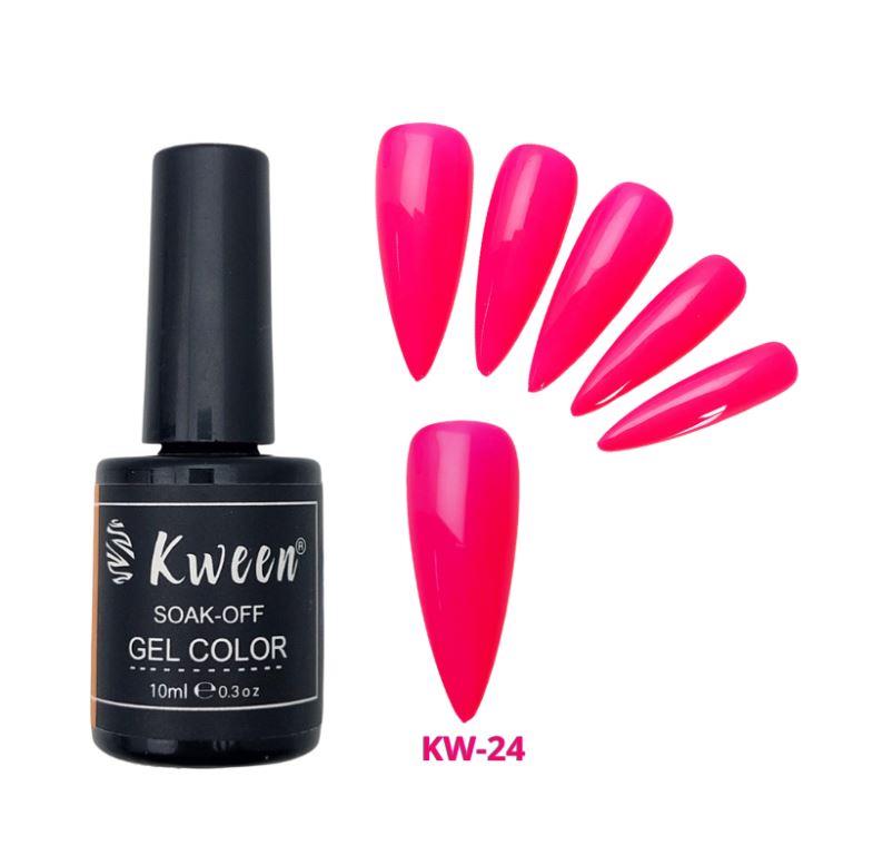 KWEEN Neon Barbie Pink UV/LED Gel Nail Polish ,UV LED Gel Varnish Soak Off Nail Art Gel Polish