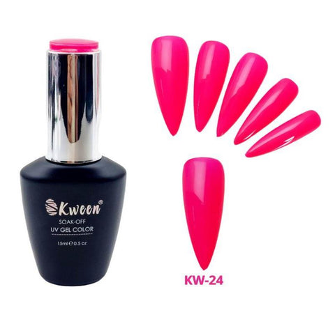 KWEEN Neon Barbie Pink UV/LED Gel Nail Polish ,UV LED Gel Varnish Soak Off Nail Art Gel Polish