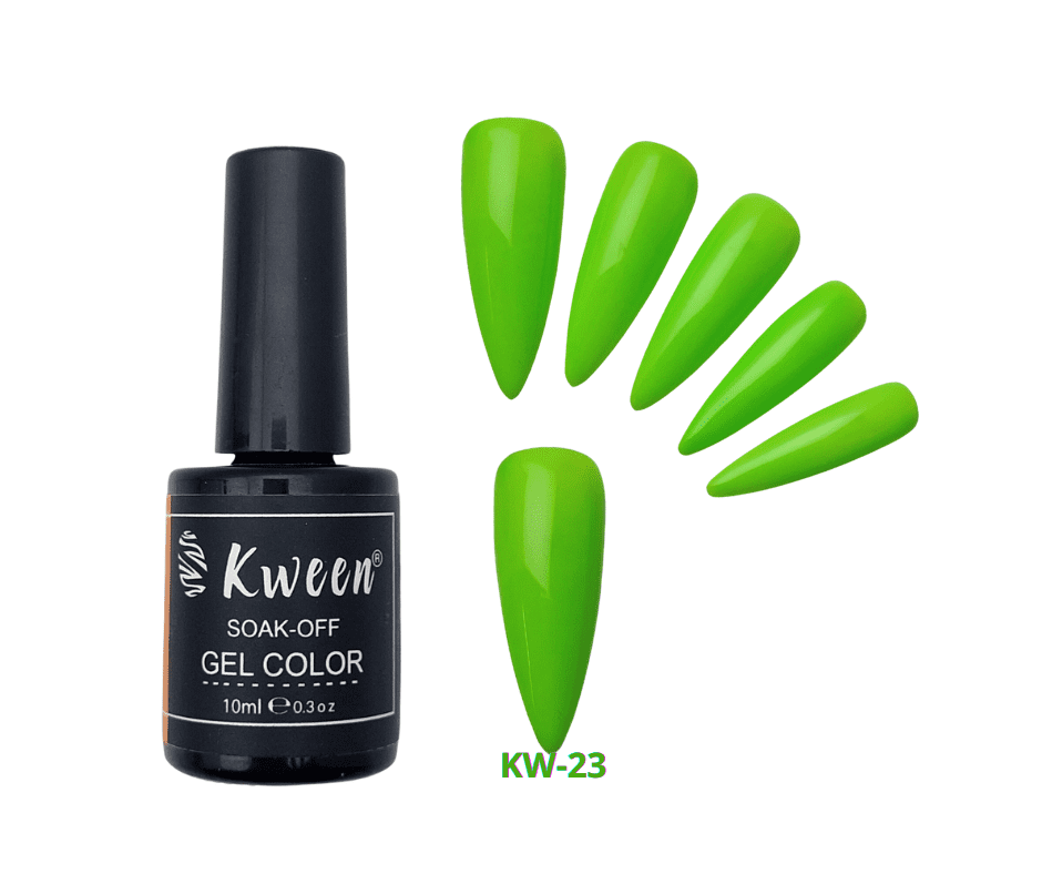 KWEEN Neon Green UV/LED Gel Nail Color, UV LED Gel Varnish Soak Off Nail Art Gel Polish