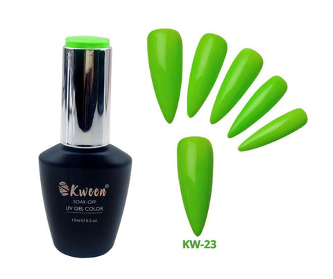 KWEEN Neon Green UV/LED Gel Nail Color, UV LED Gel Varnish Soak Off Nail Art Gel Polish