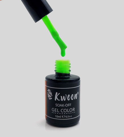 KWEEN Neon Green UV/LED Gel Nail Color, UV LED Gel Varnish Soak Off Nail Art Gel Polish