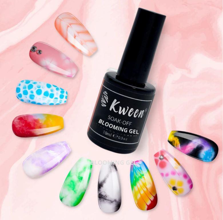 KWEEN Clear Blooming Gel Nail Polish Nail Painting Blooming Gel Polish Flower Marble Effect Nail Art Soak Off UV Gel Manicure