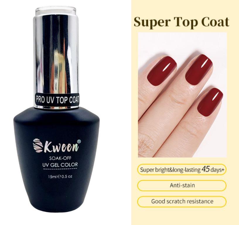 KWEEN Nail Gel Top Coat No Wipe UV Gel Varnish Sealing Shining Clear Nail Gel Diamond Topcoat