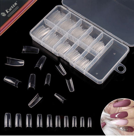 KWEEN Transparent Nail Art Half Cover False Nails Tips Acrylic UV Gel Extension Nail Tips Manicure Tool