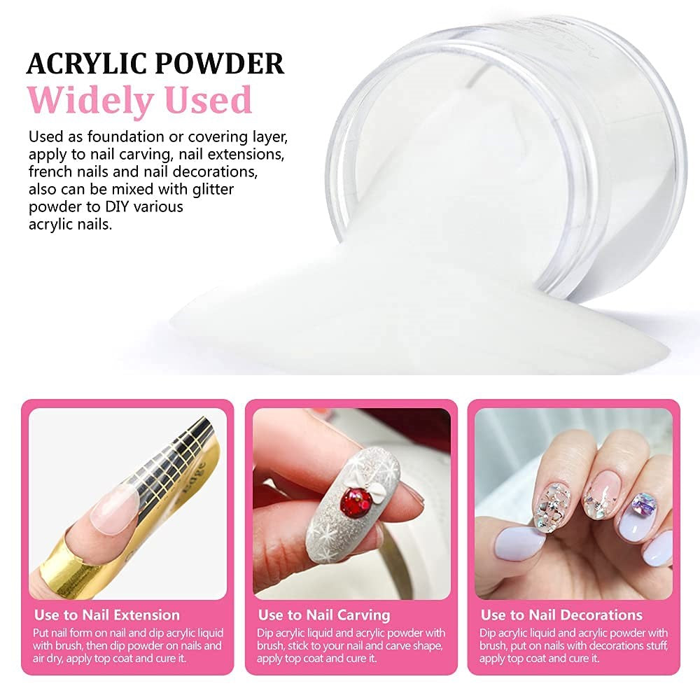 KWEEN Crystal Clear Acrylic Powder for Nail extension Ultra Smooth for nail art and decoration