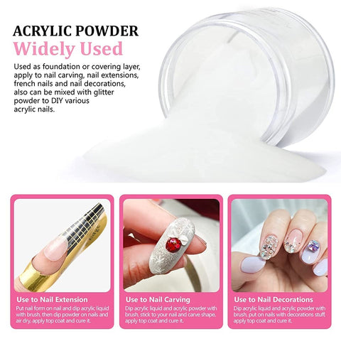 KWEEN Crystal Clear Acrylic Powder for Nail extension Ultra Smooth for nail art and decoration