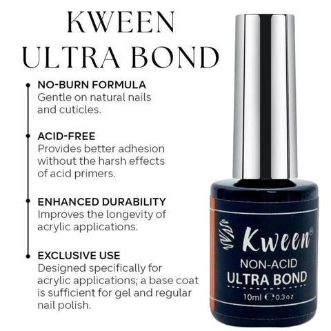 Kween 10ml Ultra Bond Non Acid Primer with Extreme Adhesive Effect Nail Primer Enhanced Adherence Prevents Lifting