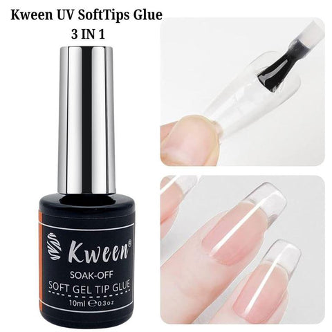 KWEEN UV Nail Glue for Flase Nail Tip Super Strong Hold Glue 10ml UV Adhesive Gel Polish for Nail Art And Decoration