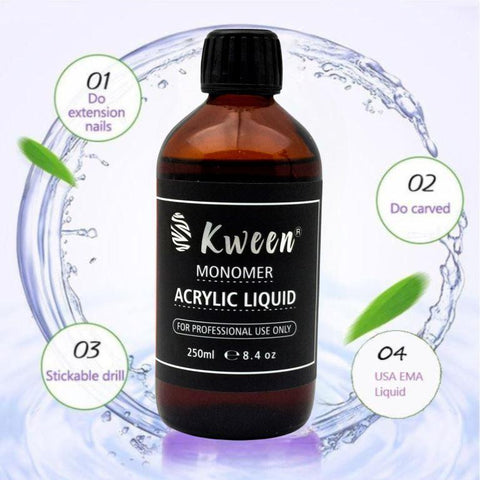 KWEEN Acrylic Liquid Monomer EMA Free Flexible Non Yellowing Polymer High Capacity Acrylic Nail Art System for Acrylic Powder