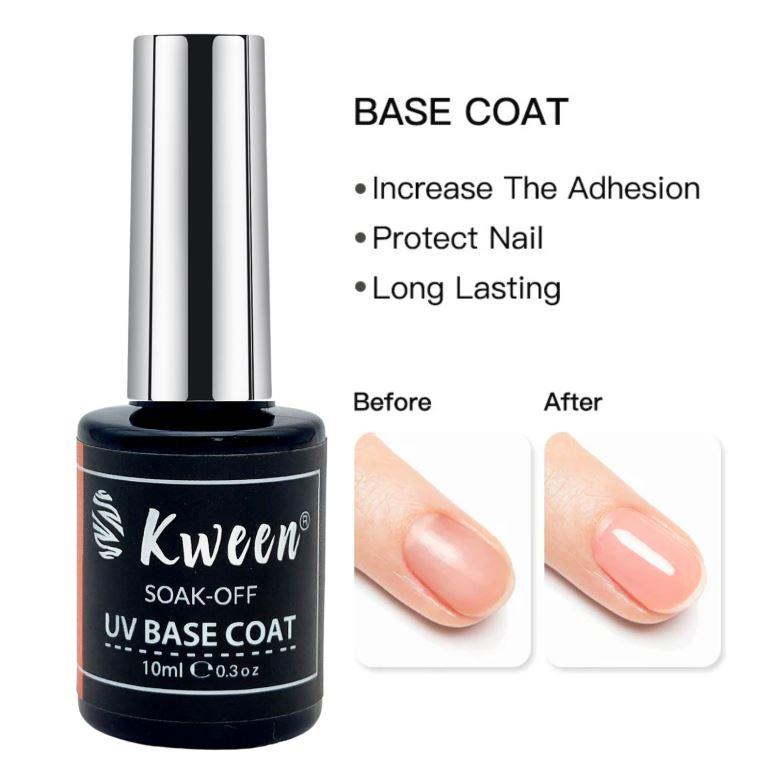 KWEEN Set Of 3 Base Coat ,Top Coat and Matte Topcoat 10ml Gel Nail Polish Transparent Soak Off functional Semi Permanent Gel Varnish For Nail Art