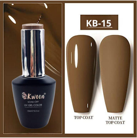KWEEN PRO Gel Polish 15ml Solid Brown Coffee colors Nail Gel Soak Off UV LED Nail Lamp Gel Polish Nail Art Manicure Salon DIY Home Nail art