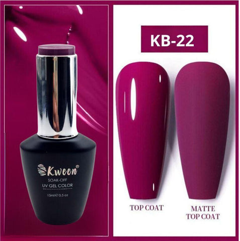 KWEEN Pro Gel Nail Polish 15ML No Wipe Glossy Purplish series UV/LED Soak Off Gel Nail Polish Kit for Manicure Nail art Home Nail DIY Salon