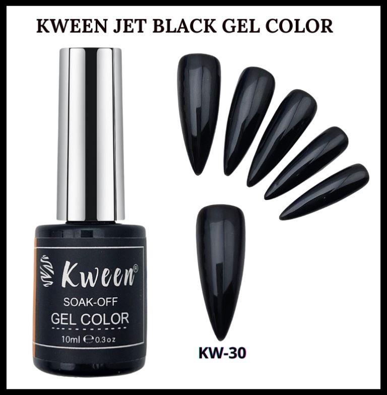 KWEEN Jet Black UV/L ED KWEEN Varnish Soak Off Nail Art Gel Polish Black UV/LED Gel Nail Polish For Manicure