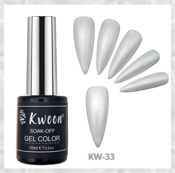 KWEEN Pearl Gel Nail Polish, Shell Thread Effect Soak Off UV LED 10ml Shimmer Nail Gel for Manicure