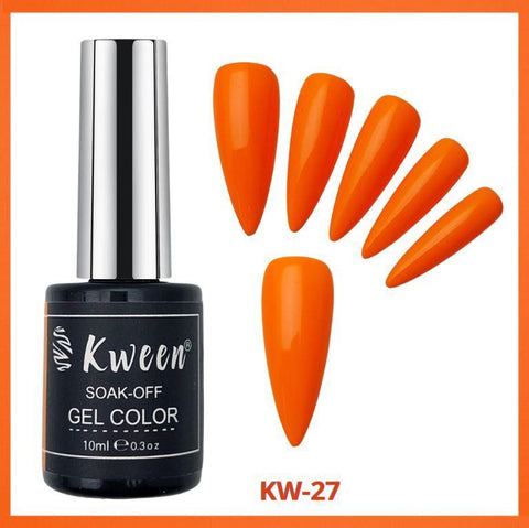 KWEEN Neon Orange UV LED Gel Varnish Soak Off Funky Gel Nail Polish For Nail art and Manicure